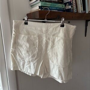 Closette Cream coastal High-Waist Linen-Style Pocket Shorts
